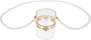 1 Pc Mini Acrylic Shoulder Bag with Pearl Chain Transparent Fashion Pouch for Women for Parties Shopping and Work Stylish Present for Storing Lipsticks and Items