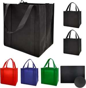 10 or 6 Pack Reusable Reinforced Handle Grocery Bags Heavy Duty Large Shopping Totes Thick Plastic Bottom can hold 45 lbs