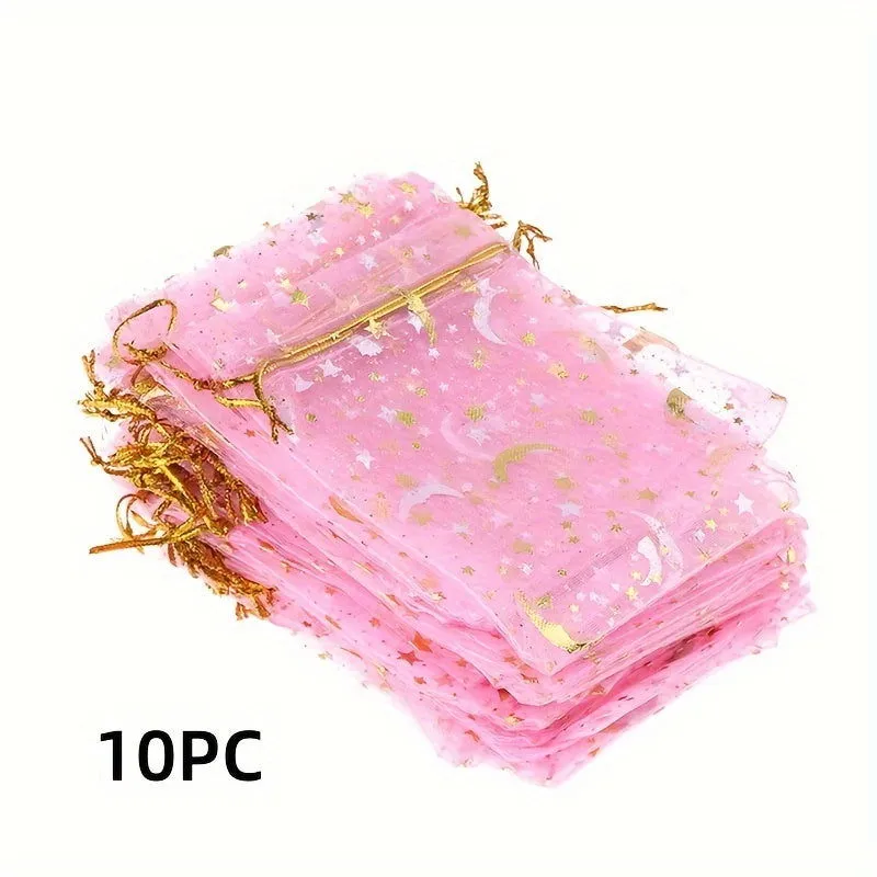 10-Pack Jewelry Gift Bags with Drawstring – Transparent Pouches for Candy, Christmas Gifts, and Special Occasions