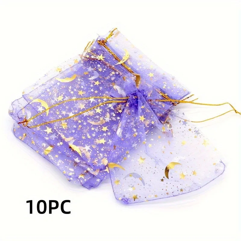 10-Pack Jewelry Gift Bags with Drawstring – Transparent Pouches for Candy, Christmas Gifts, and Special Occasions