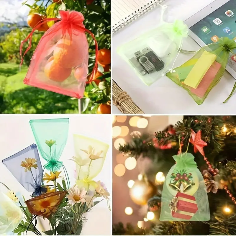 10 Pcs Elegant Sheer Organza Drawstring Gift Bags – Ideal for Wedding Favors, Jewelry Packaging, and Party Candy Pouches