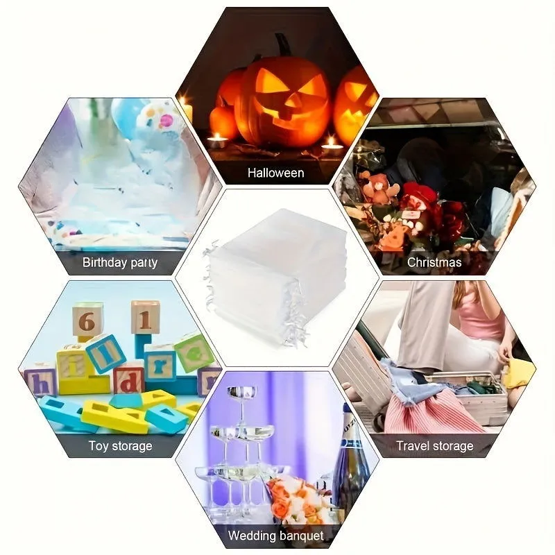 10 Pcs Elegant Sheer Organza Drawstring Gift Bags – Ideal for Wedding Favors, Jewelry Packaging, and Party Candy Pouches