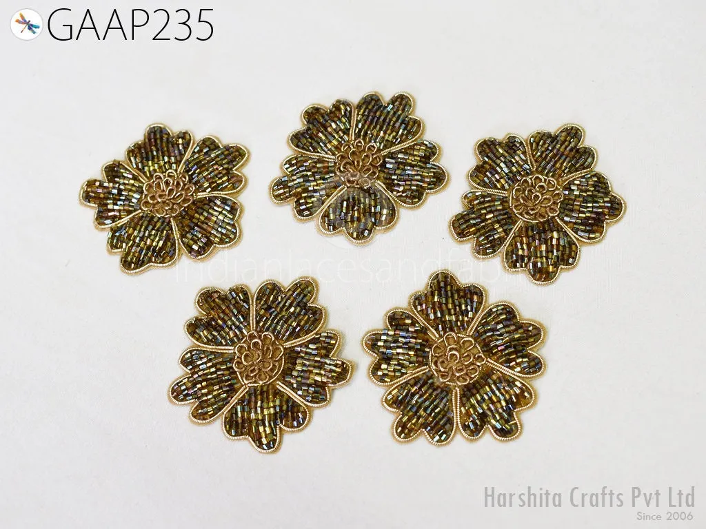 10 Pieces Handcrafted Indian Beaded Patches, Embroidery Sew on Patch, Decorative Applique, Denims Crafting Supply Beach Bags Hats Home Decor