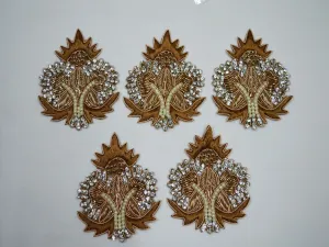 10 Pieces Ivory Indian Beaded Hand Crafted Appliques, Embroidery Sew on Patch, Decorative Floral Denim Crafting Sewing Supplies Accessories