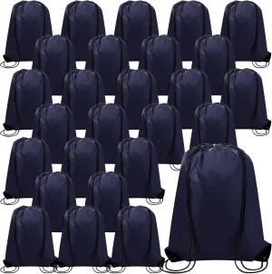 100 Pieces Drawstring Backpack Bags Bulk Back Sack String Bags Cinch Storage Bags for Gym School Travel DIY Gifts (Dark Blue)