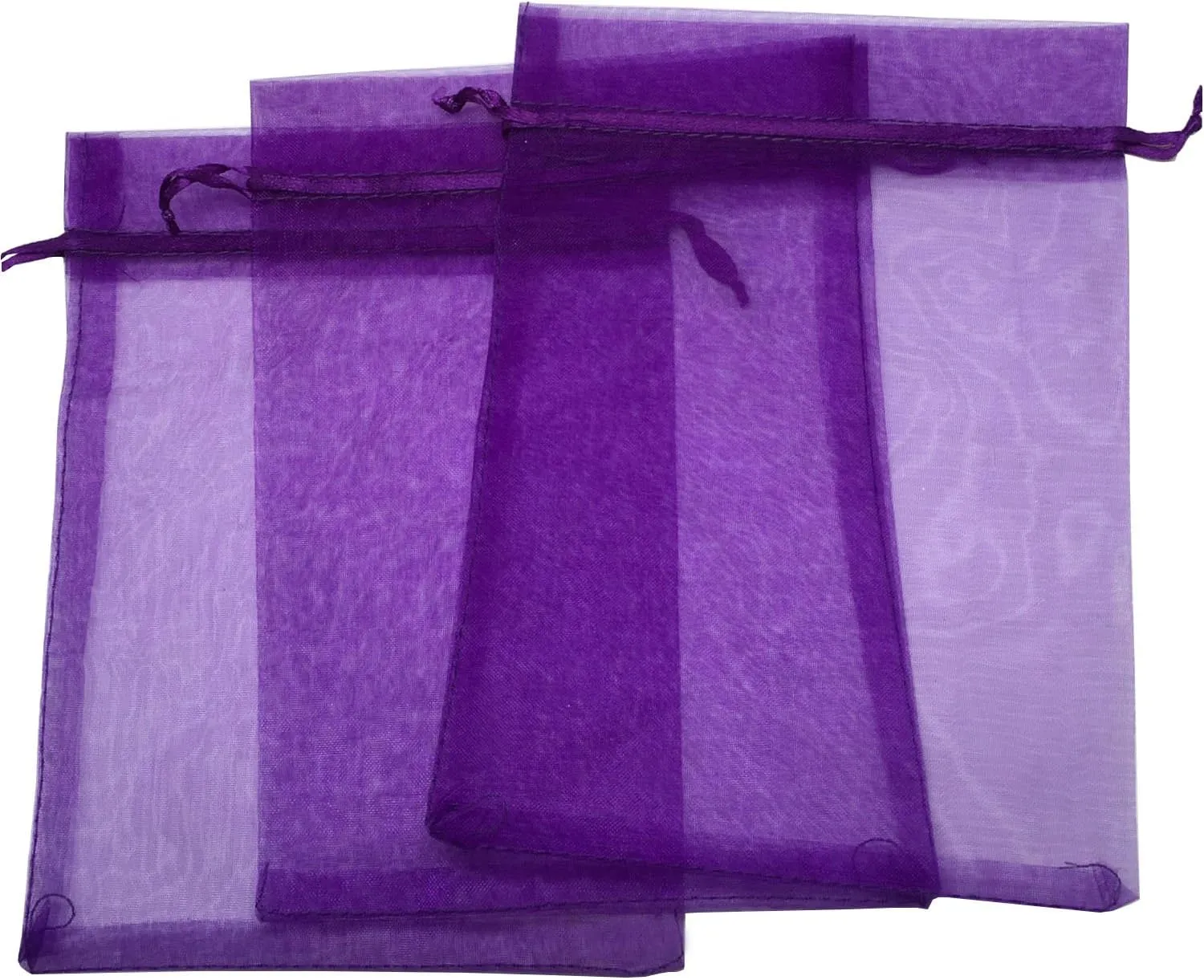 100PCS 6x9 Inches Organza Drawstring Pouches Jewelry Party Wedding Favor Gift Bags (6x9, Purple)