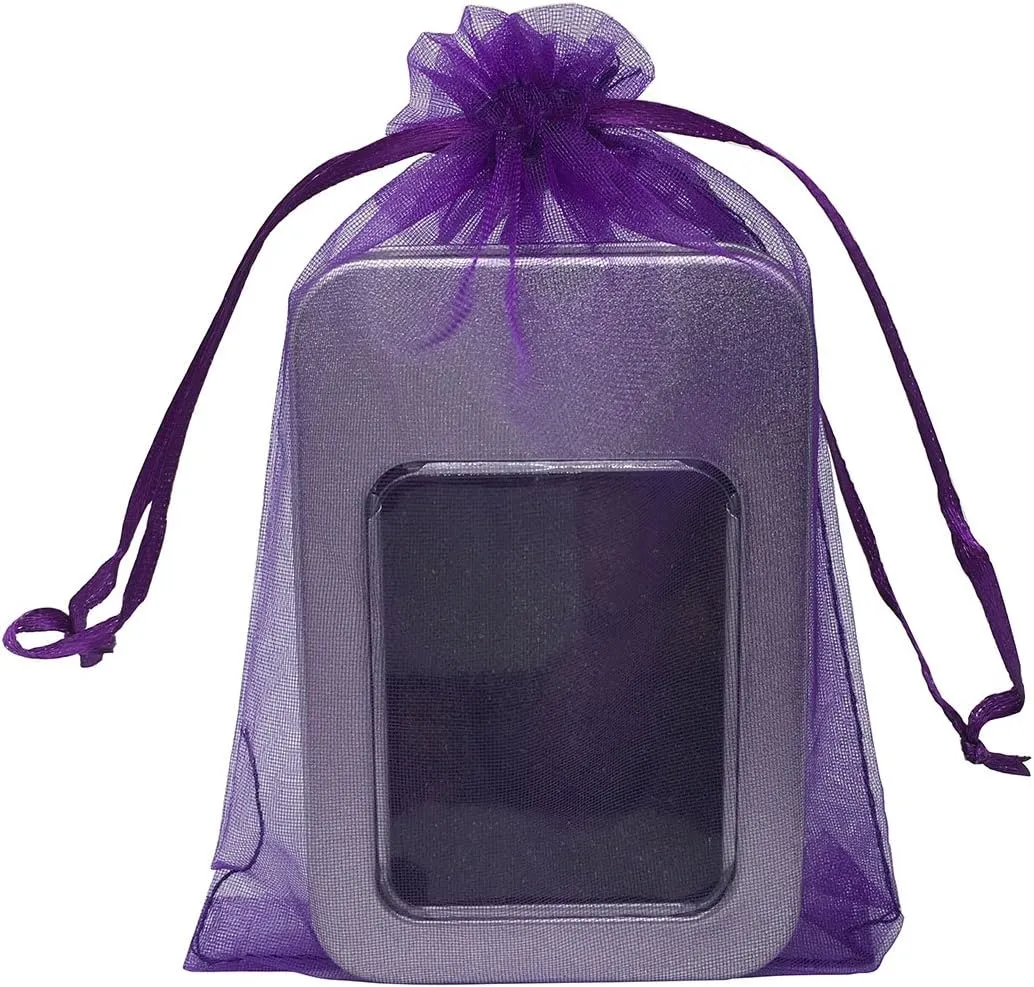 100PCS 6x9 Inches Organza Drawstring Pouches Jewelry Party Wedding Favor Gift Bags (6x9, Purple)
