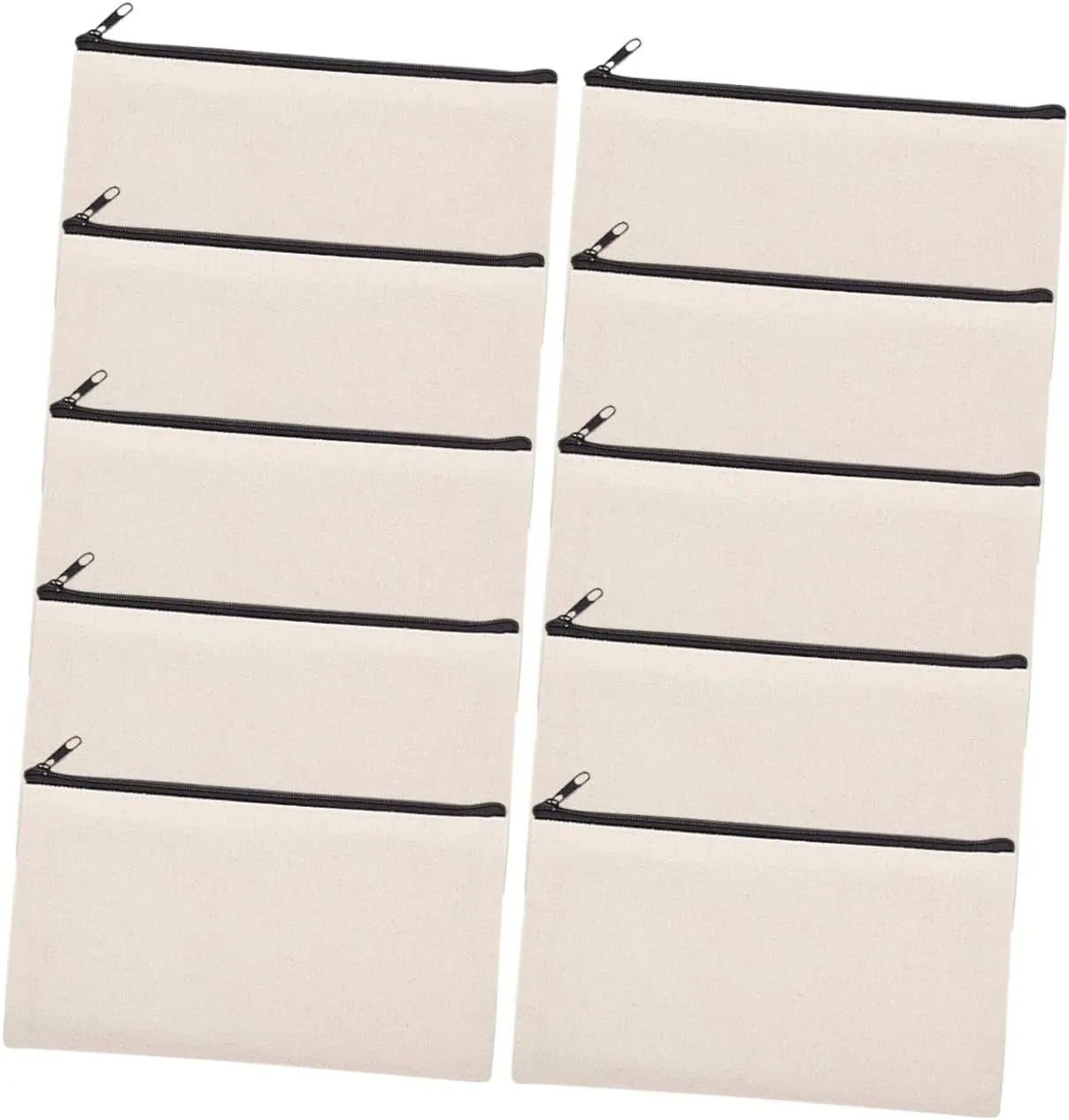 10pcs Diy Craft Bag Canvas Pencil Cases Sublimation Blank Makeup Bags Heat Transfer Zippers Pouches