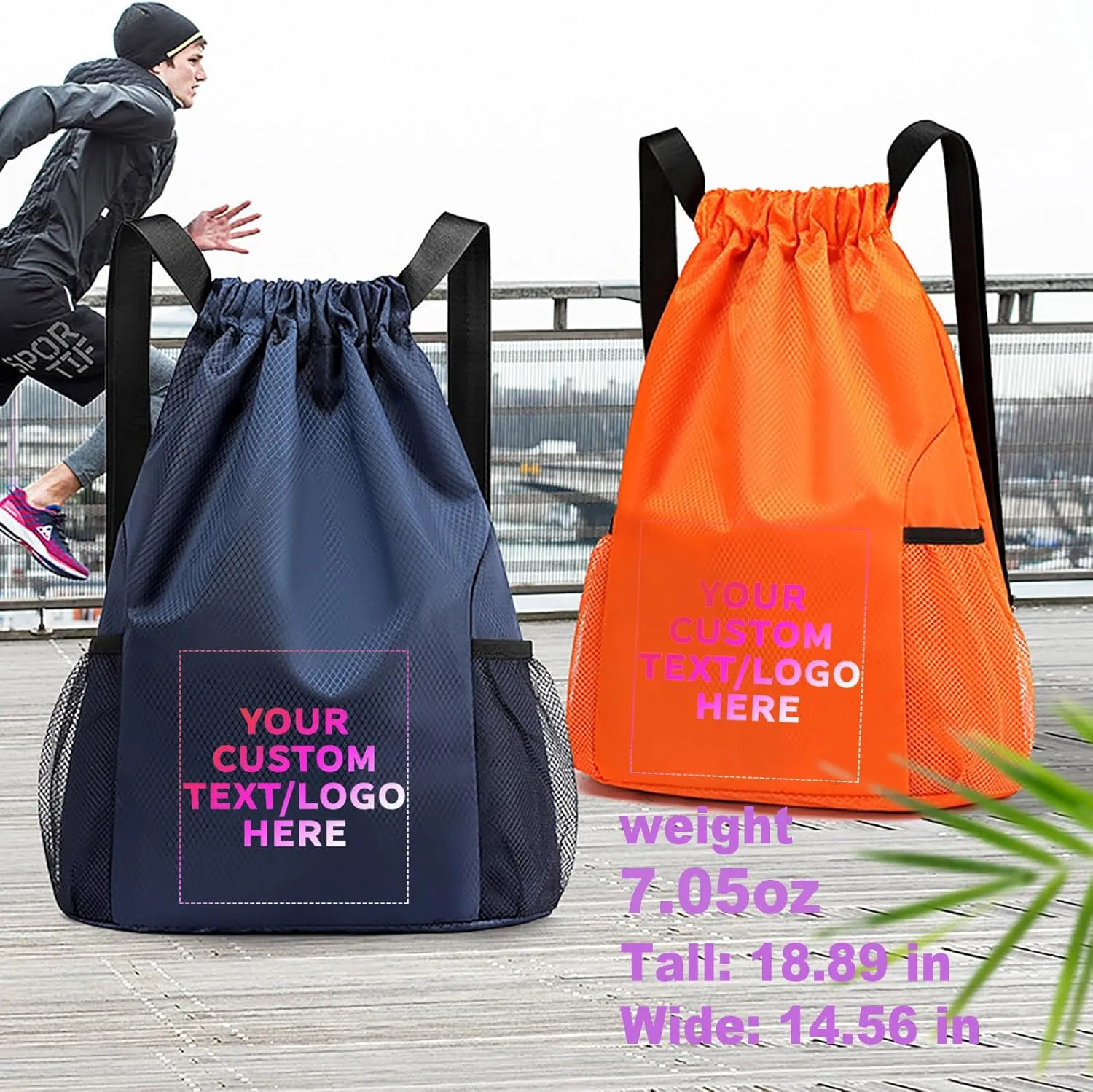 12 PCS Custom Drawstring Backpacks – Personalized Cinch Bags with Logo or Design, Waterproof, Adjustable Straps, Bulk Pack for Branding, Gym, Travel, or Promotions (Custom - Green, 12 bags)
