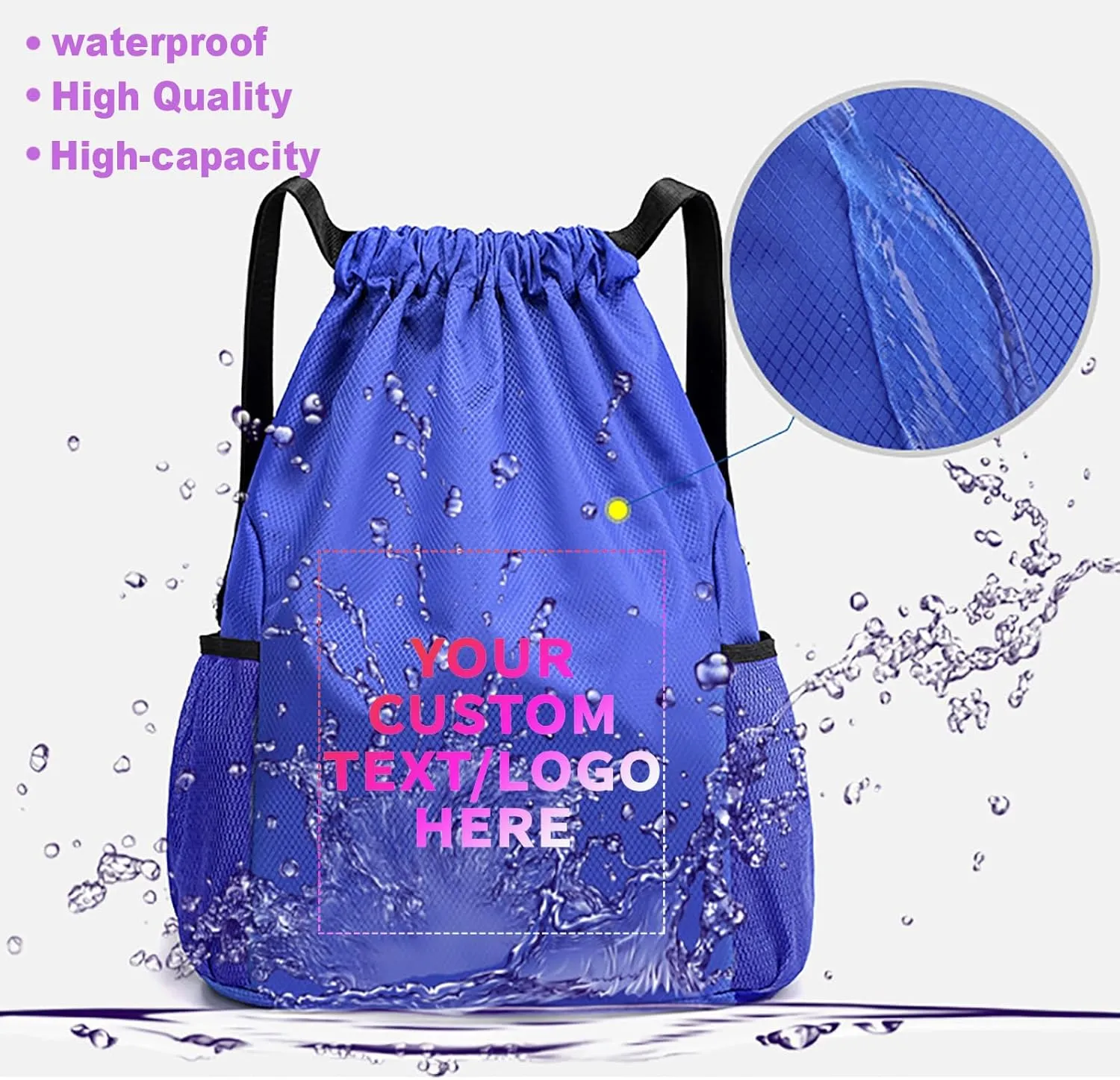 12 PCS Custom Drawstring Backpacks – Personalized Cinch Bags with Logo or Design, Waterproof, Adjustable Straps, Bulk Pack for Branding, Gym, Travel, or Promotions (Custom - Green, 12 bags)