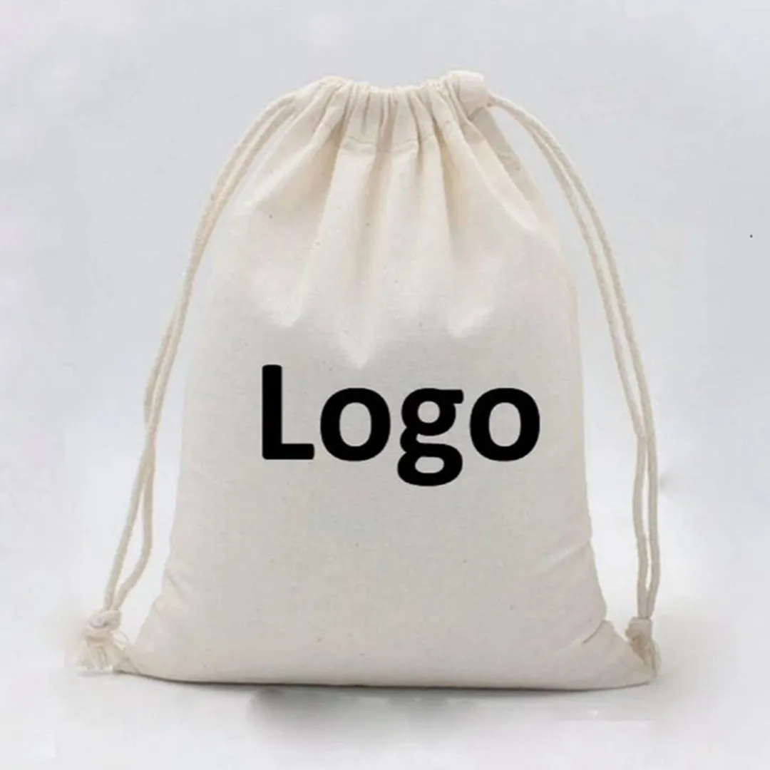 120 ct Cotton Canvas Value Drawstring Pouches / Favor Bags - By Pack