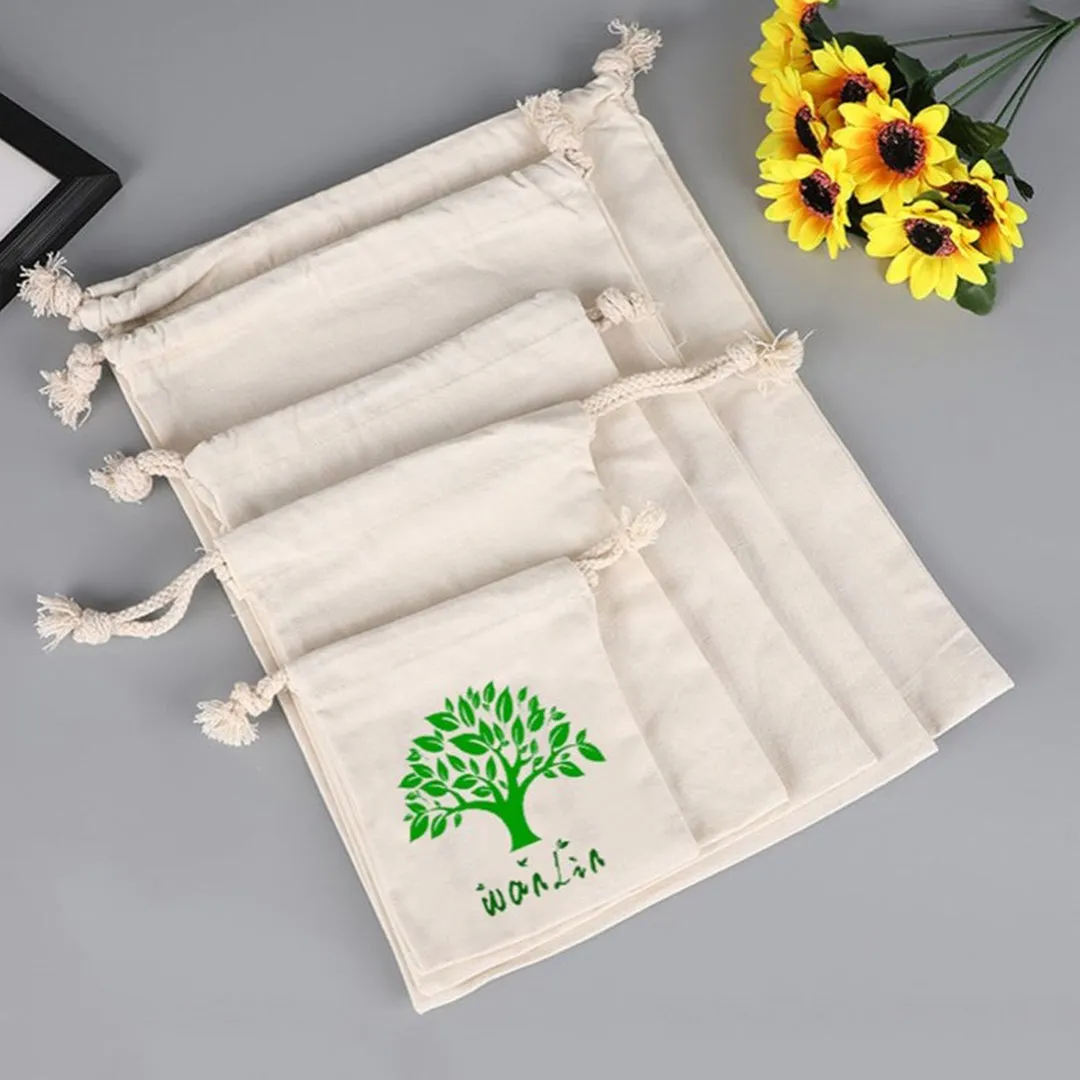 120 ct Cotton Canvas Value Drawstring Pouches / Favor Bags - By Pack
