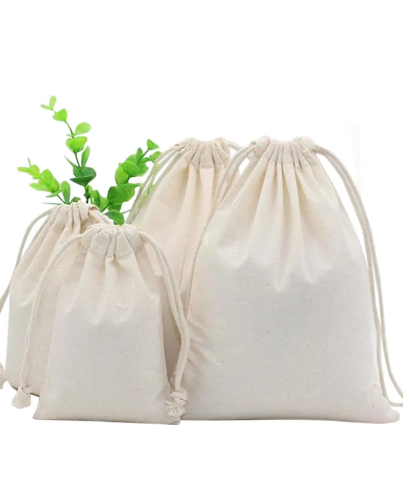 120 ct Cotton Canvas Value Drawstring Pouches / Favor Bags - By Pack