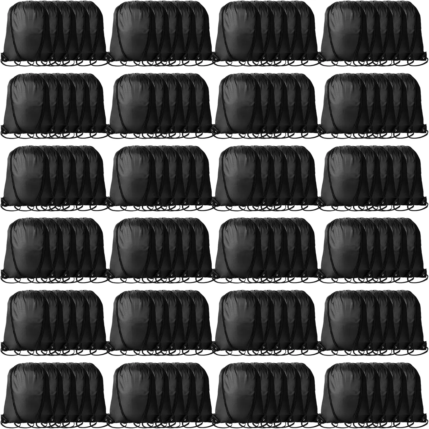 120Pcs Black Drawstring Backpacks Bulk String Bag Cinch Sack Pack Storage Knapsack Polyester Gift Bags Sports Drawstring Bags for Trip Party Gym Bags