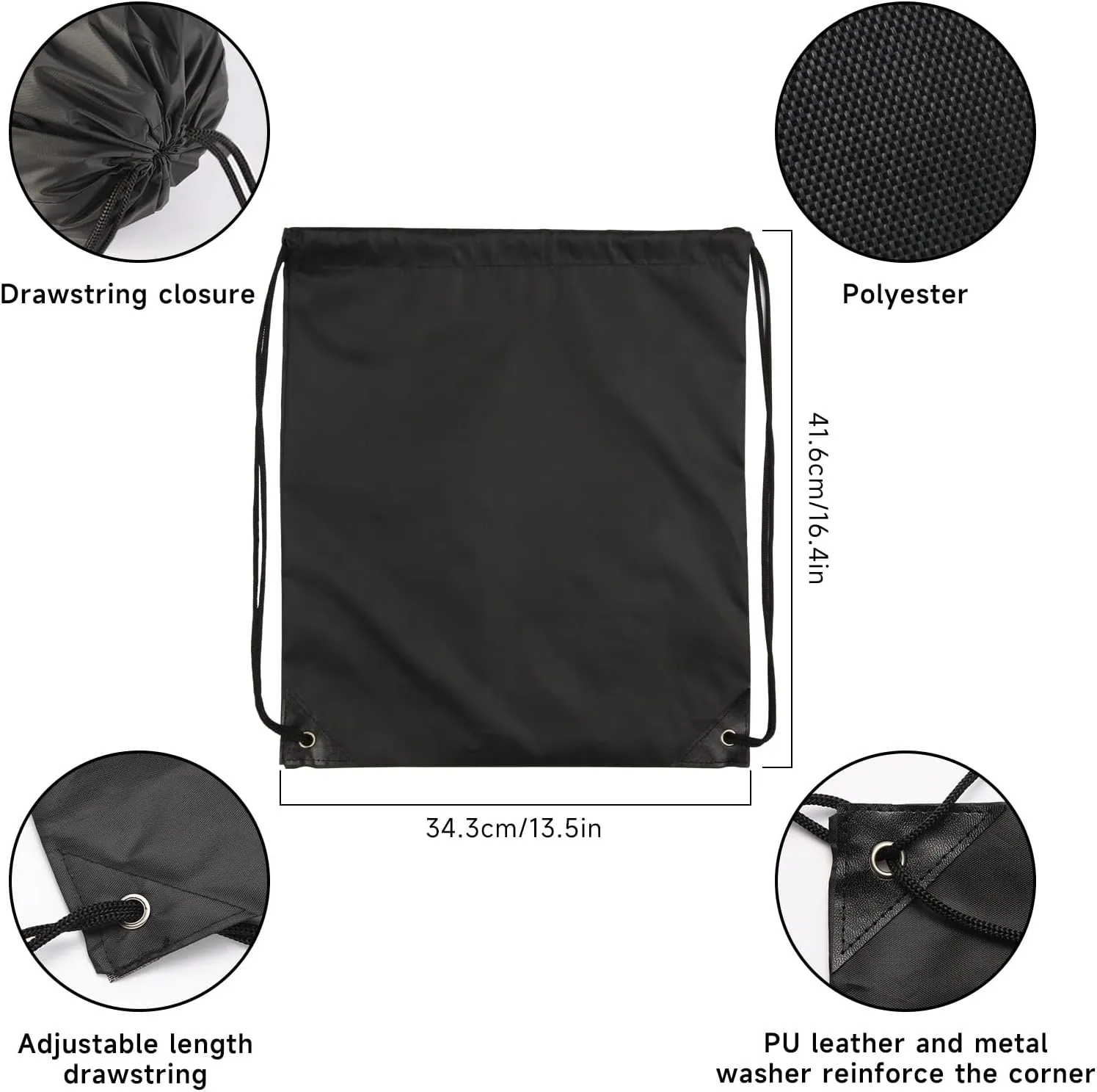 120Pcs Black Drawstring Backpacks Bulk String Bag Cinch Sack Pack Storage Knapsack Polyester Gift Bags Sports Drawstring Bags for Trip Party Gym Bags