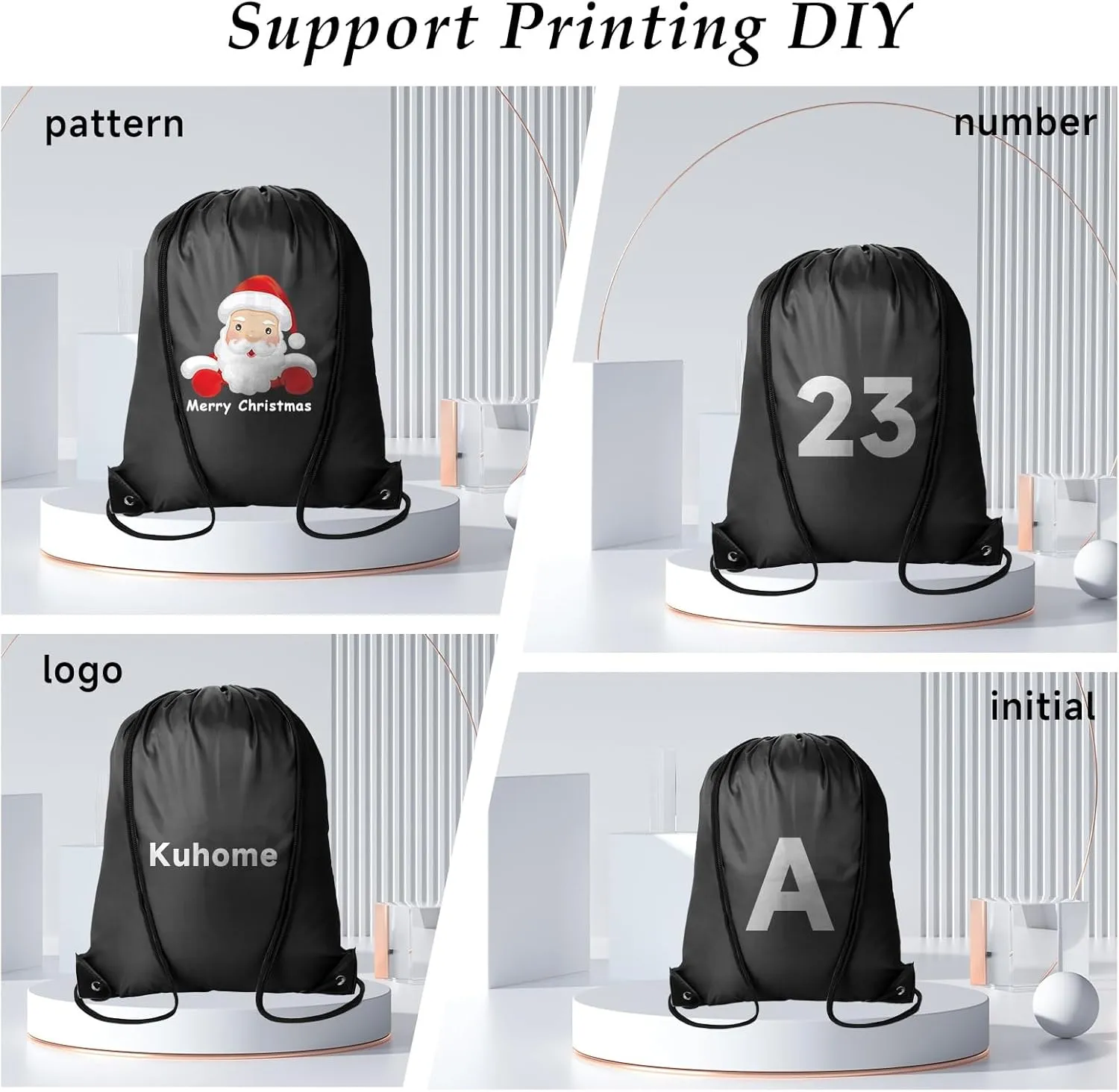 120Pcs Black Drawstring Backpacks Bulk String Bag Cinch Sack Pack Storage Knapsack Polyester Gift Bags Sports Drawstring Bags for Trip Party Gym Bags