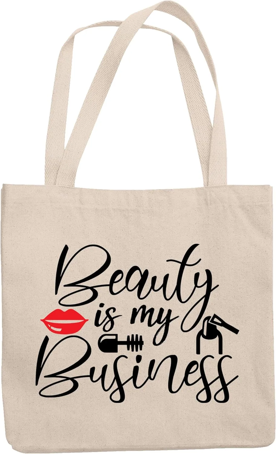 12oz Canvas Tote Bag - Beauty Is My Business, Cosmetics Retailer or Entrepreneur Quote - Beauty Themed Merch for Makeup Artist or Cosmetologist, Gift for Makeup Lovers & Beauticians