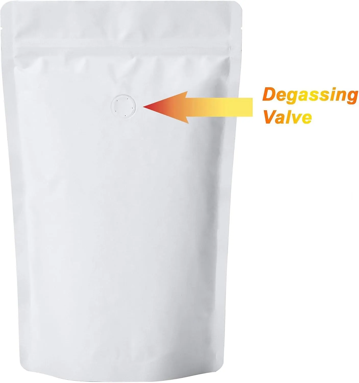12oz Coffee Bags 100 Pieces - High Barrier White Kraft Paper Stand up Ziplock Pouches Bags with Valve & Zipper (100 Pcs, 12 Ounce/340 Gram/0.75 lb)