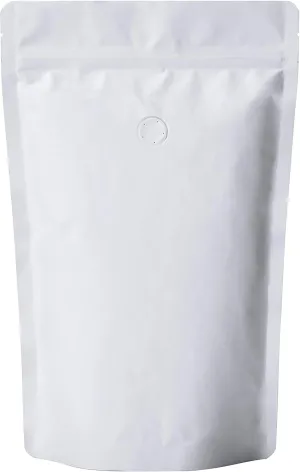 12oz Coffee Bags 100 Pieces - High Barrier White Kraft Paper Stand up Ziplock Pouches Bags with Valve & Zipper (100 Pcs, 12 Ounce/340 Gram/0.75 lb)