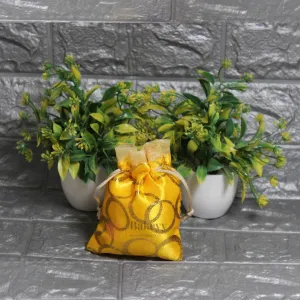 13x10cm| Yellow Cotton Silk Potli Bag | Perfect for Gifting - Jewellery, Small Items| Pack of 25