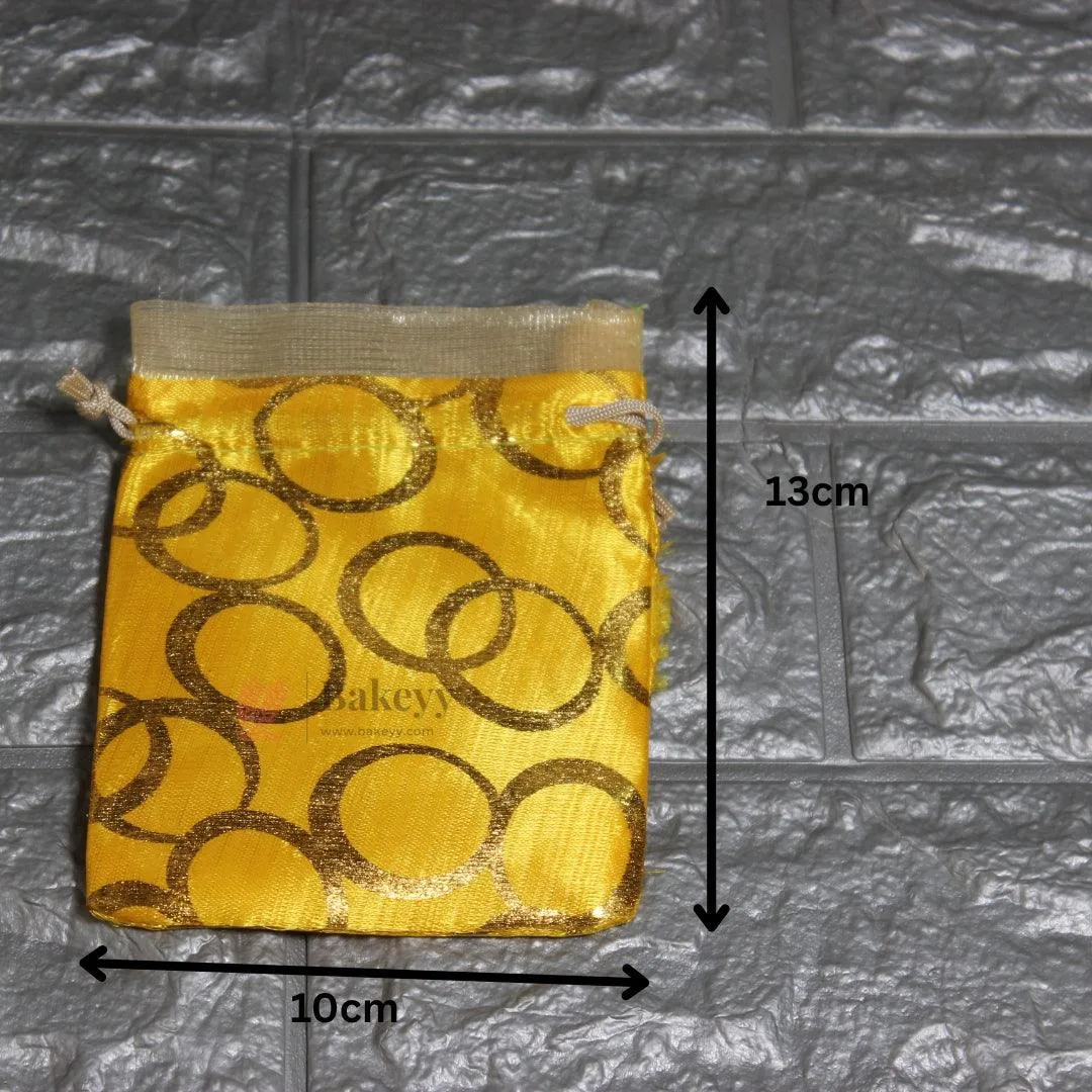 13x10cm| Yellow Cotton Silk Potli Bag | Perfect for Gifting - Jewellery, Small Items| Pack of 25