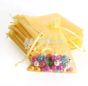 13x18 CM | Organza Potli Bags | Gold Colour | Candy Bag| Pack of 50