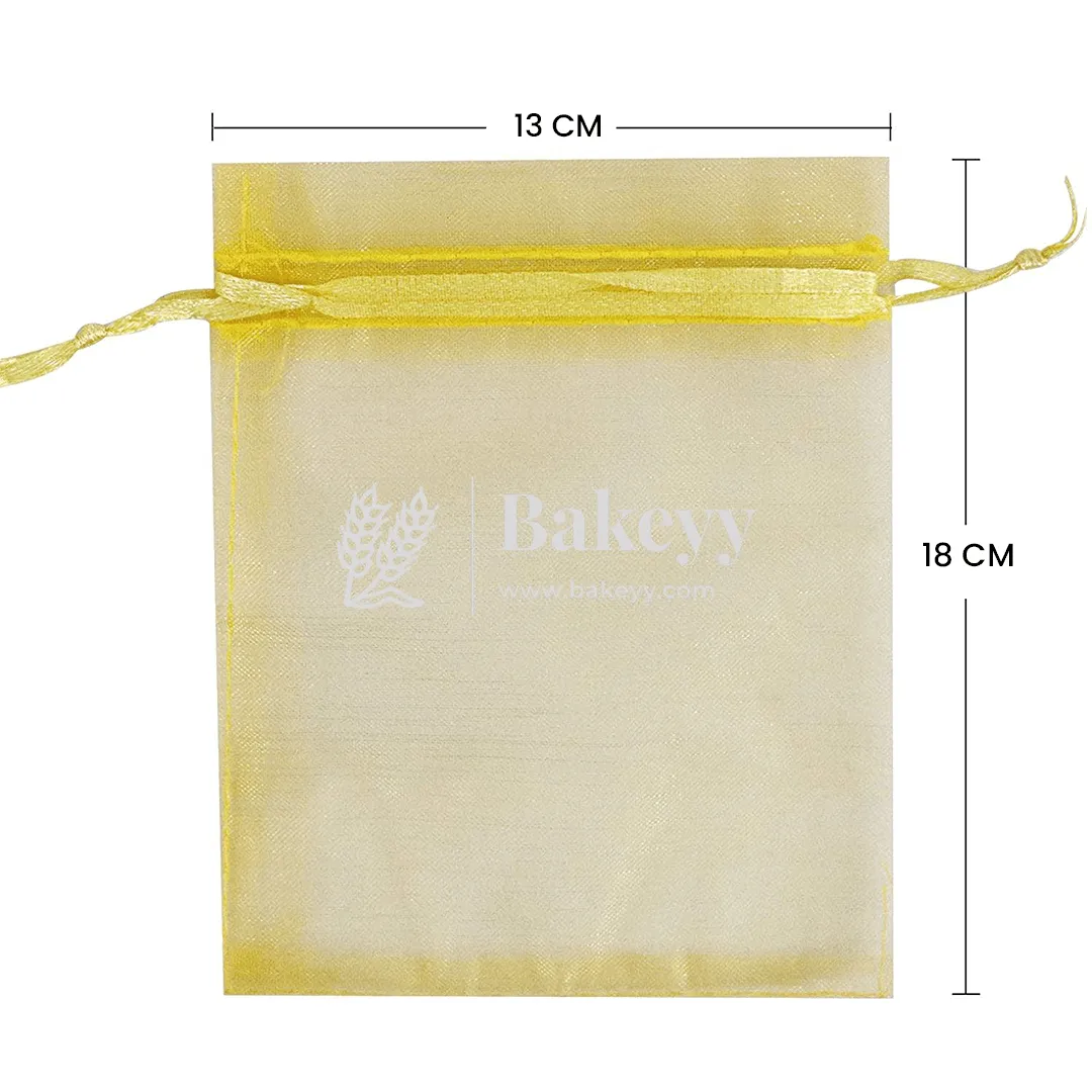 13x18 CM | Organza Potli Bags | Gold Colour | Candy Bag| Pack of 50