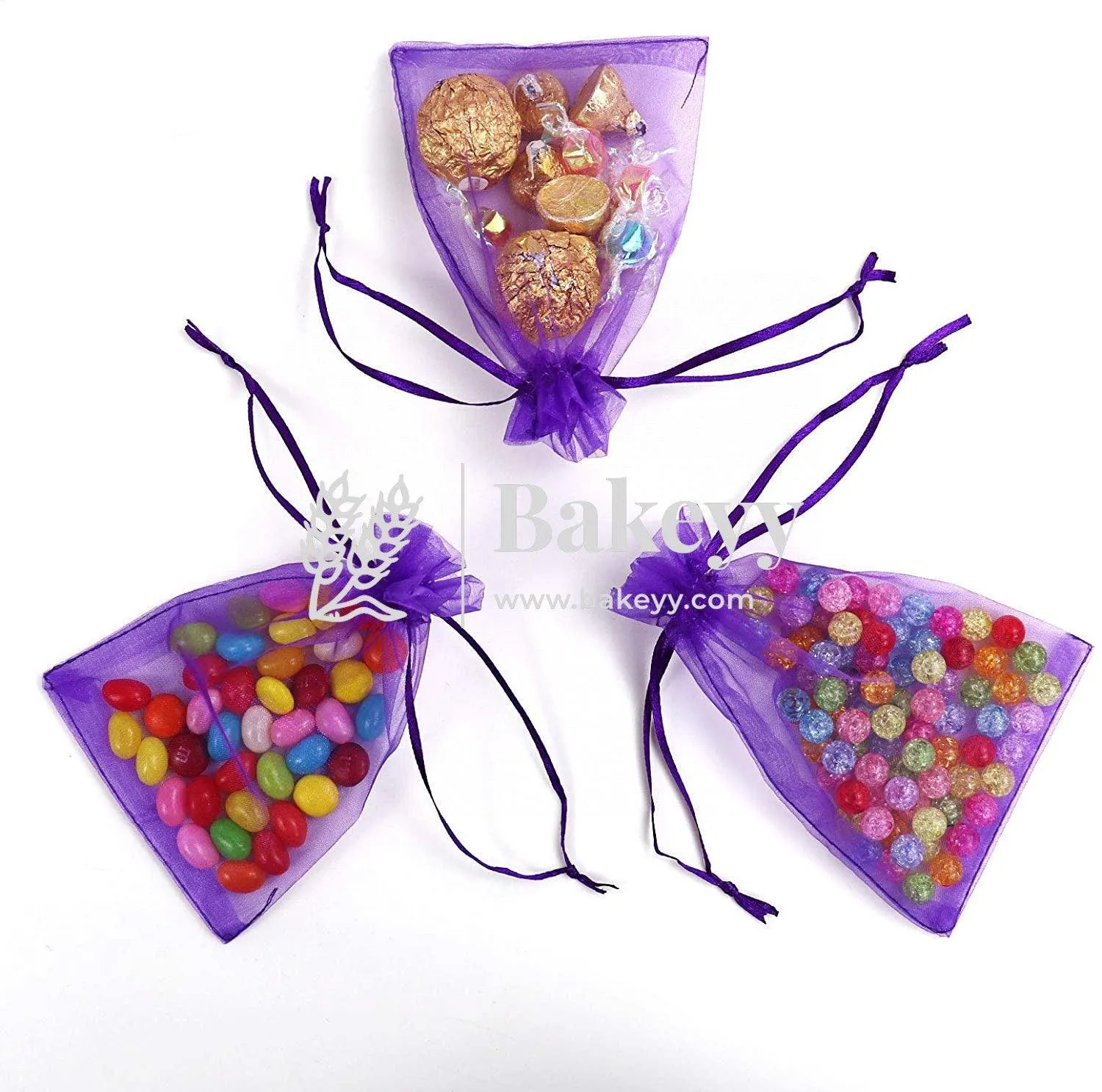 13x18 CM | Organza Potli Bags | Light  Purple Colour | Candy Bag| Pack of 50