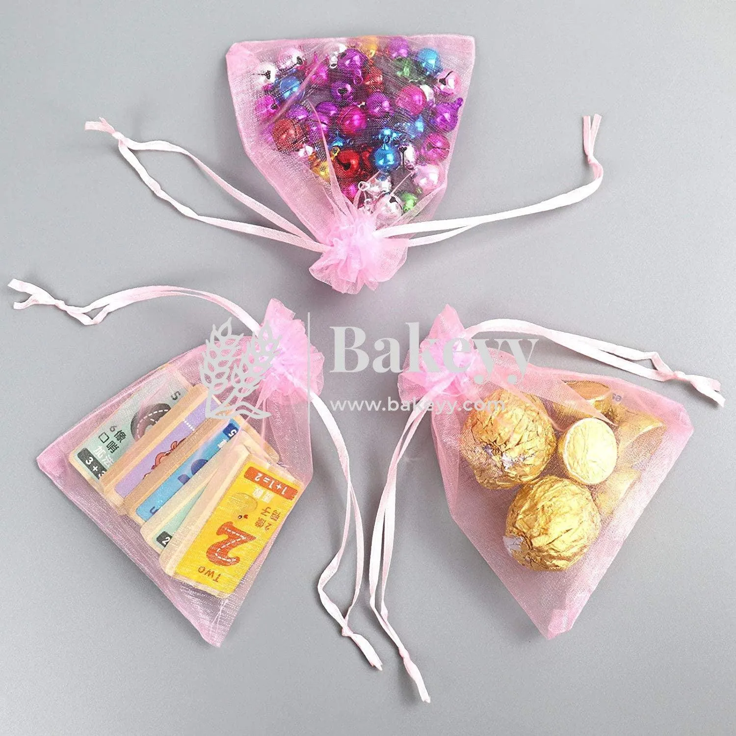 13x18 CM | Organza Potli Bags | Pink Colour | Candy Bag| Pack of 50