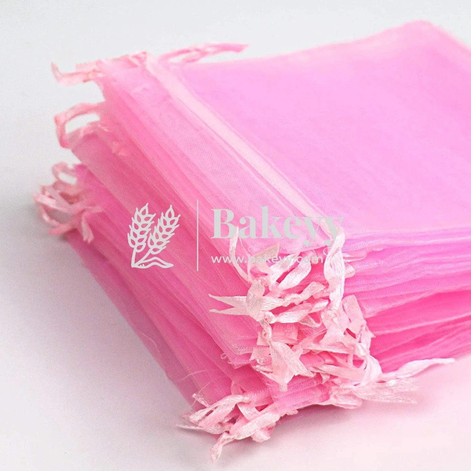 13x18 CM | Organza Potli Bags | Pink Colour | Candy Bag| Pack of 50