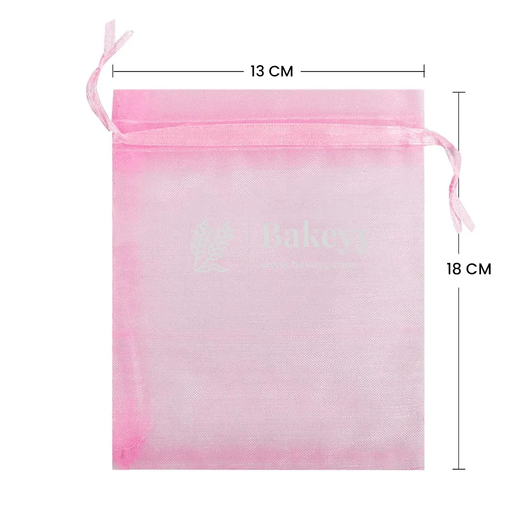 13x18 CM | Organza Potli Bags | Pink Colour | Candy Bag| Pack of 50