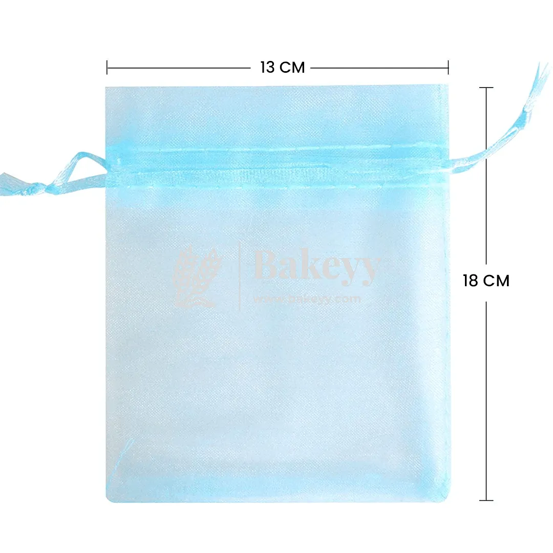 13x18 CM | Organza Potli Bags | Sky Blue Colour | Candy Bag| Pack of 50