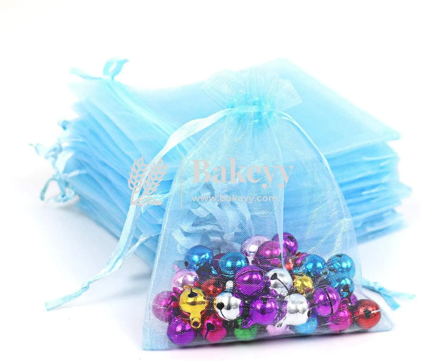 13x18 CM | Organza Potli Bags | Sky Blue Colour | Candy Bag| Pack of 50