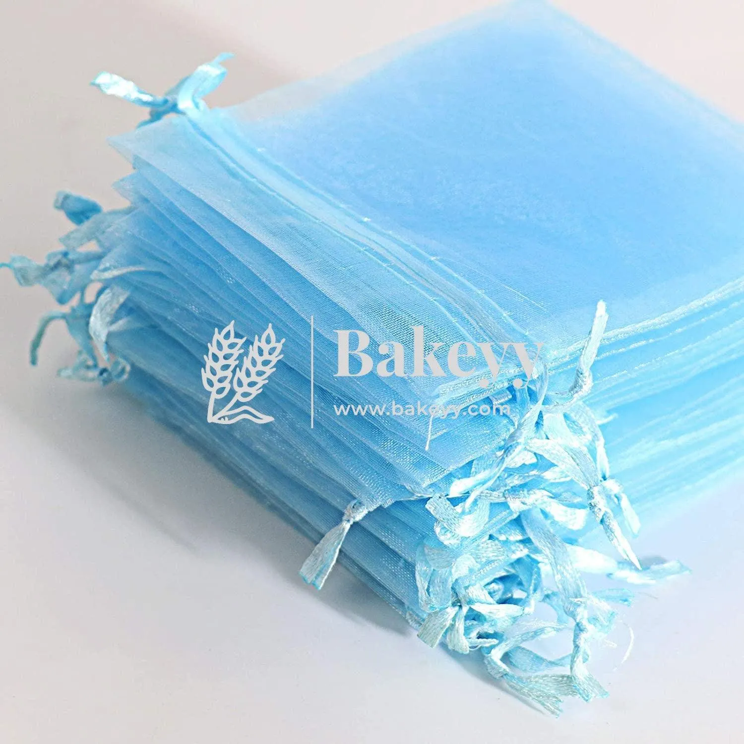 13x18 CM | Organza Potli Bags | Sky Blue Colour | Candy Bag| Pack of 50