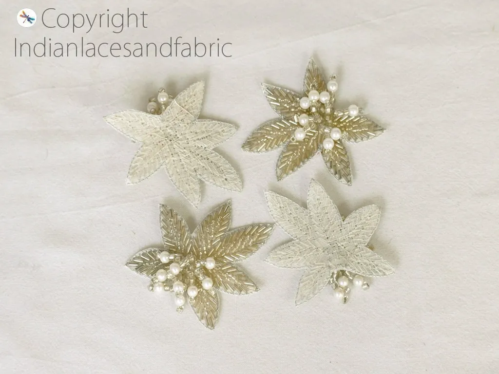 15 Pc Indian Beaded Appliques Patches DIY Crafting Handmade Sewing Cotumes Dresses Handcrafted Decorative Supply Beach Bags Hats Home Decor