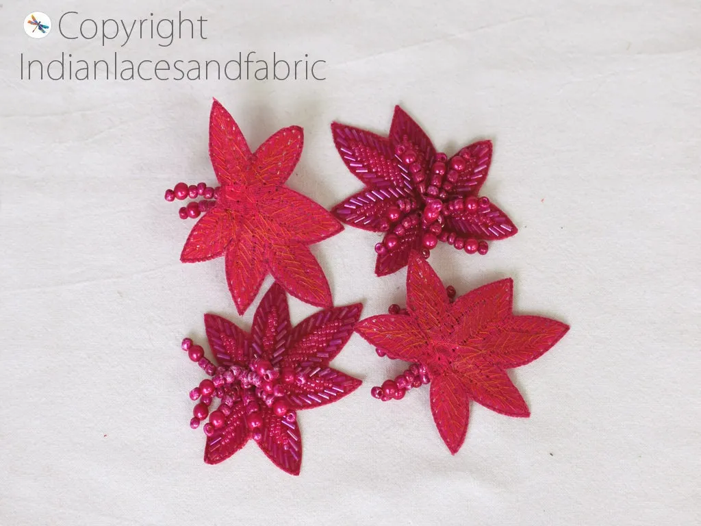 15 Pc Indian Beaded Appliques Patches DIY Crafting Handmade Sewing Cotumes Dresses Handcrafted Decorative Supply Beach Bags Hats Home Decor