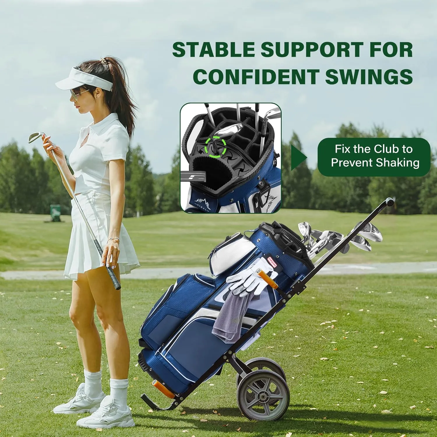 15-Way Golf Cart Bag, Premium Anti-Shake Divider Top Golf Bag with Comfortable Handles, Magnetic Pocket and Rain Cover