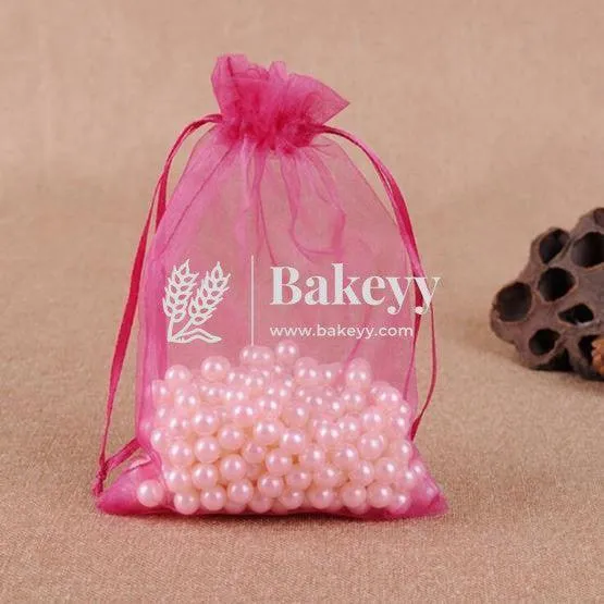 16x20 CM| Organza Potli Bags | Dark Pink Colour |  Candy Bag | Pack of 50