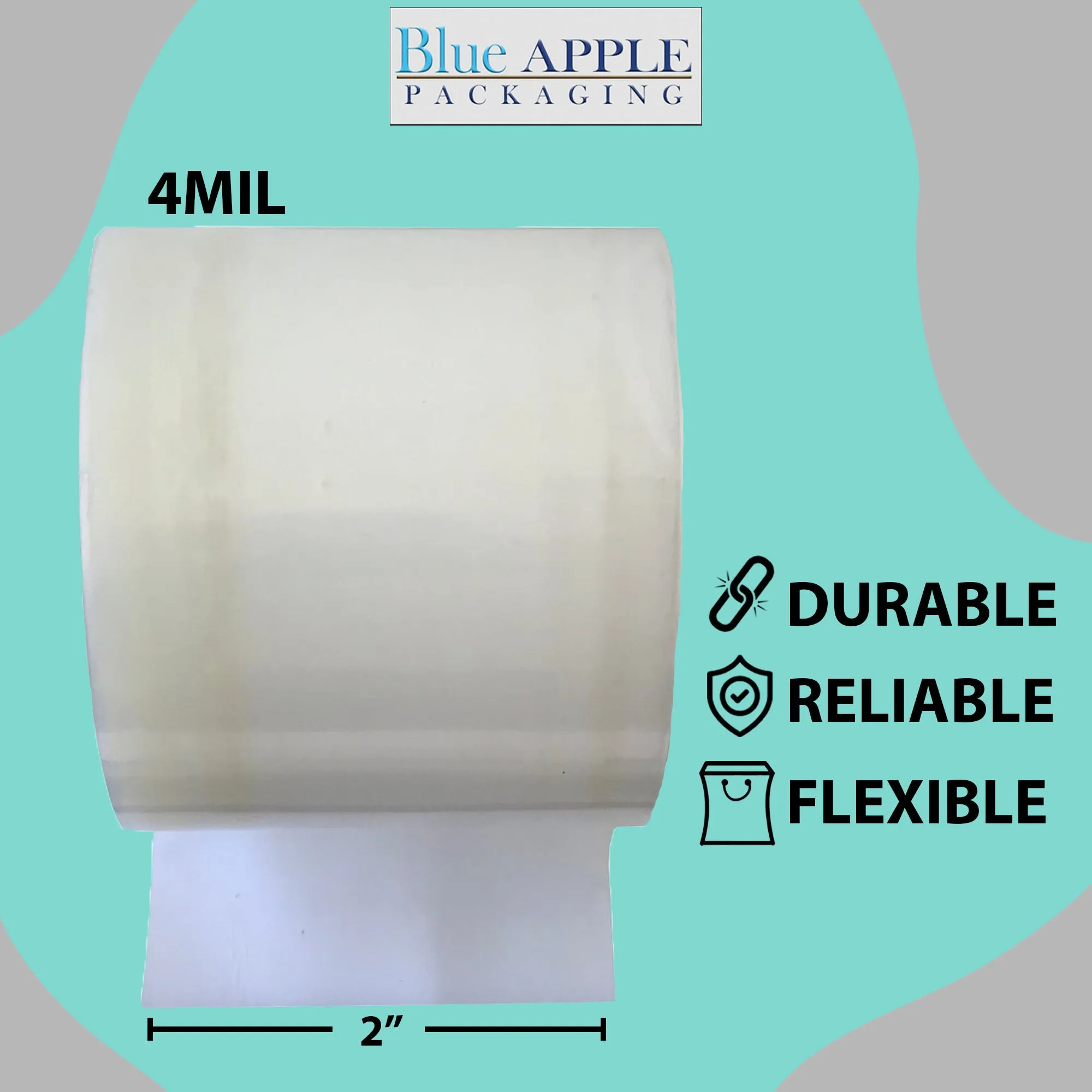 2 inch x 1075ft Poly Tubing Roll 4 Mil LDPE Low Density