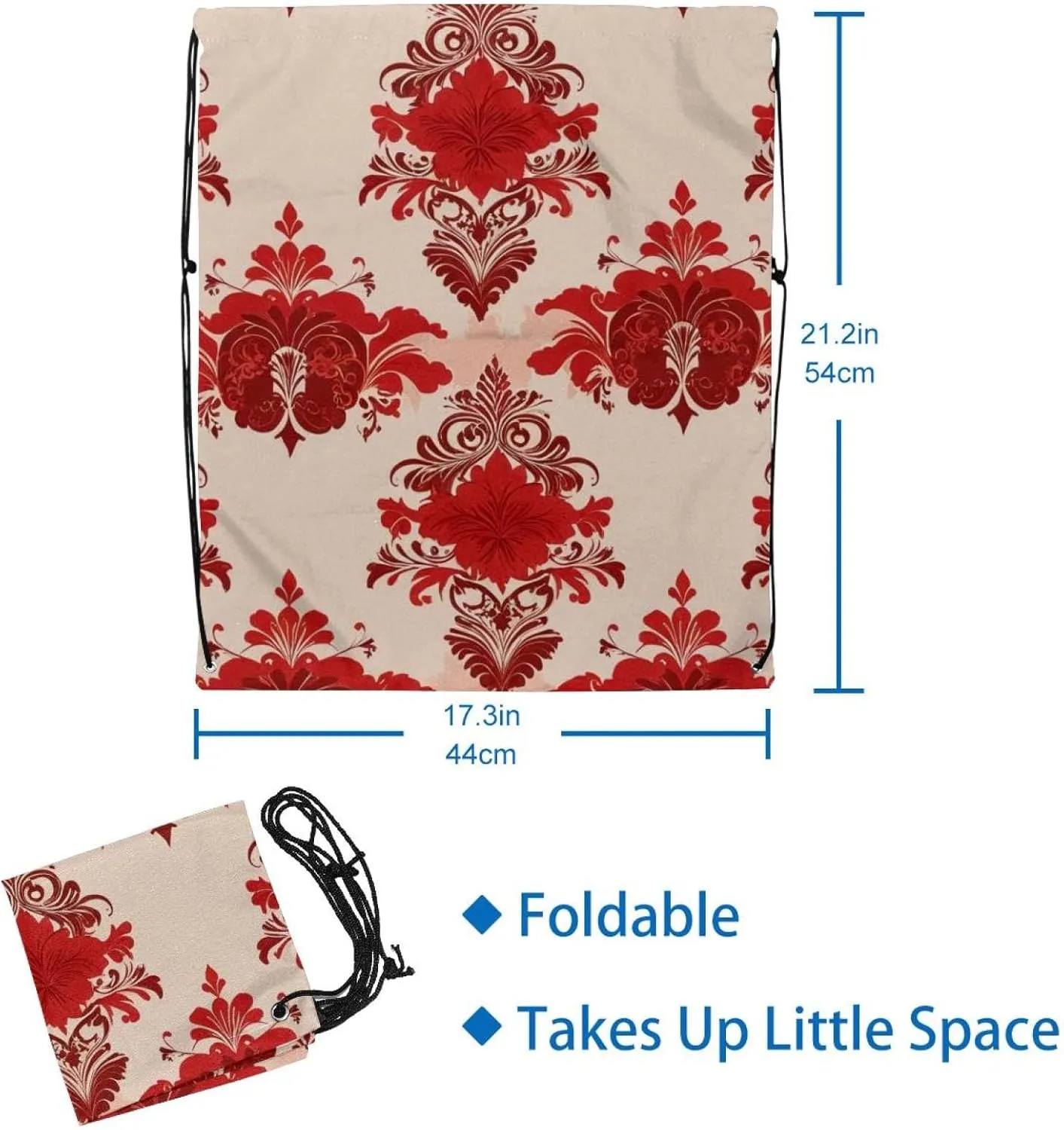 2 Pcs Chenille Print Drawstring Backpack Bag Sport Gym Sack pack