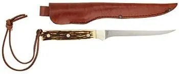 2 X Schrade 168UH Uncle Henry Walleye Fillet Knife with Leather Sheath