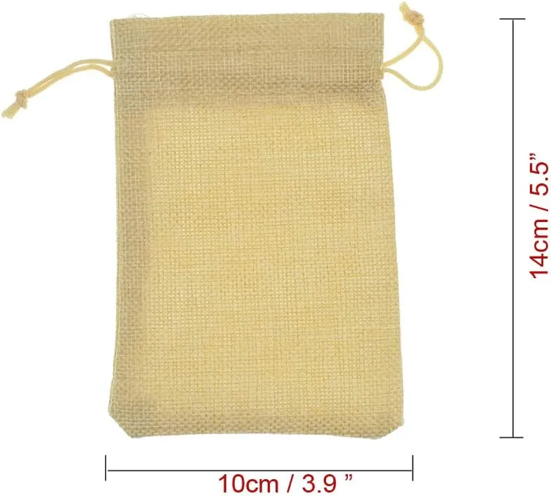 20Pcs Burlap Bags with Drawstring, Small Linen Gift Bags Jewelry Pouches Sacks for Christmas, Wedding Favor, Party, DIY Crafts (Flaxen, 3.9 x 5.5 inch)