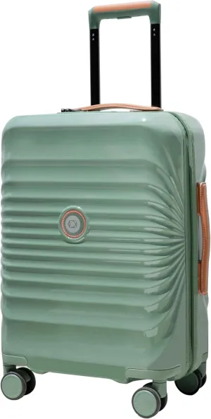 20" Lightweight Carry-On Luggage with USB Port, Wheel Lock and Spinner Wheels, Artificial Leather, Green