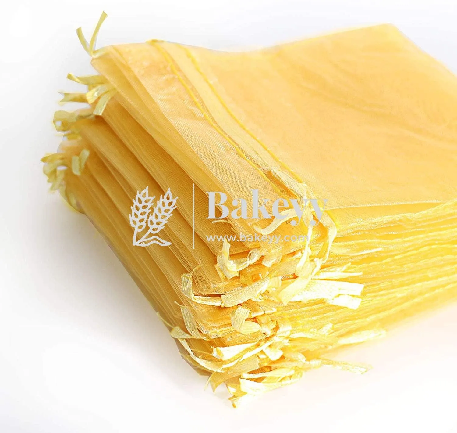 20x25 cm | Organza Potli Bags | Gold Colour | Candy Bag | Pack of 50