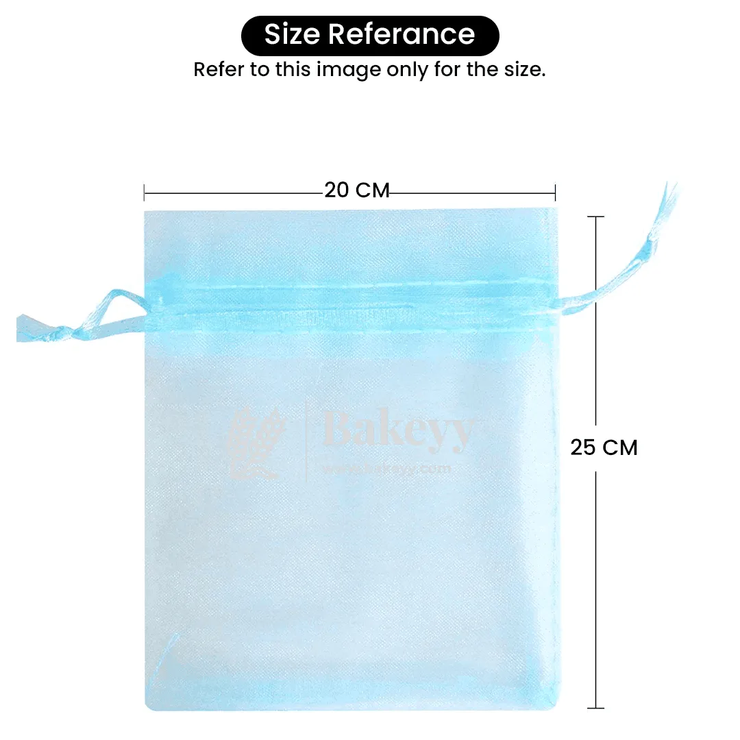 20x25 cm | Organza Potli Bags | Gold Colour | Candy Bag | Pack of 50