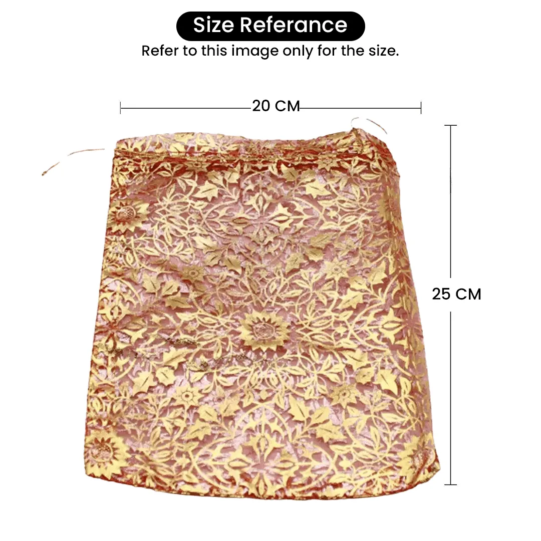 20x25 CM | Printed Organza Potli Bags | Pack of 40 | Rose Pink Colour | Candy Bag