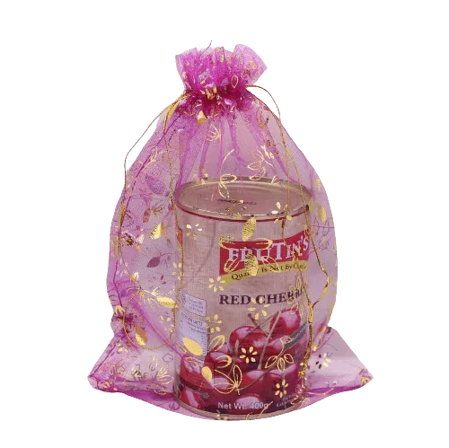 20x25 CM | Printed Organza Potli Bags | Pack of 40 | Rose Pink Colour | Candy Bag