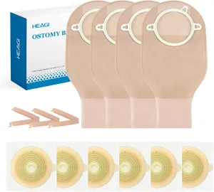 22pcs Ostomy Supplies Colostomy Bags, 2 Piece Colostomy Bags, 25-70 mm Cut-to-Fit Drainable Ostomy Pouch with Clamp Closure for Ileostomy Stoma Care (16 x Ostomy Bags  6 x Barriers 3 x Clamps)