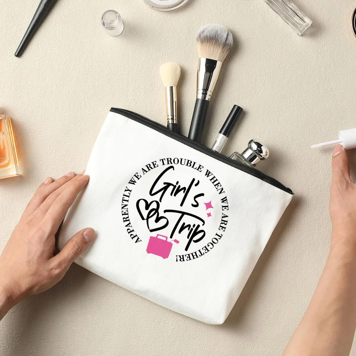 3-Piece Girls' Trip Favors: Makeup Bag Set for Women's Weekend Gifts, Bachelorette Party, Christmas