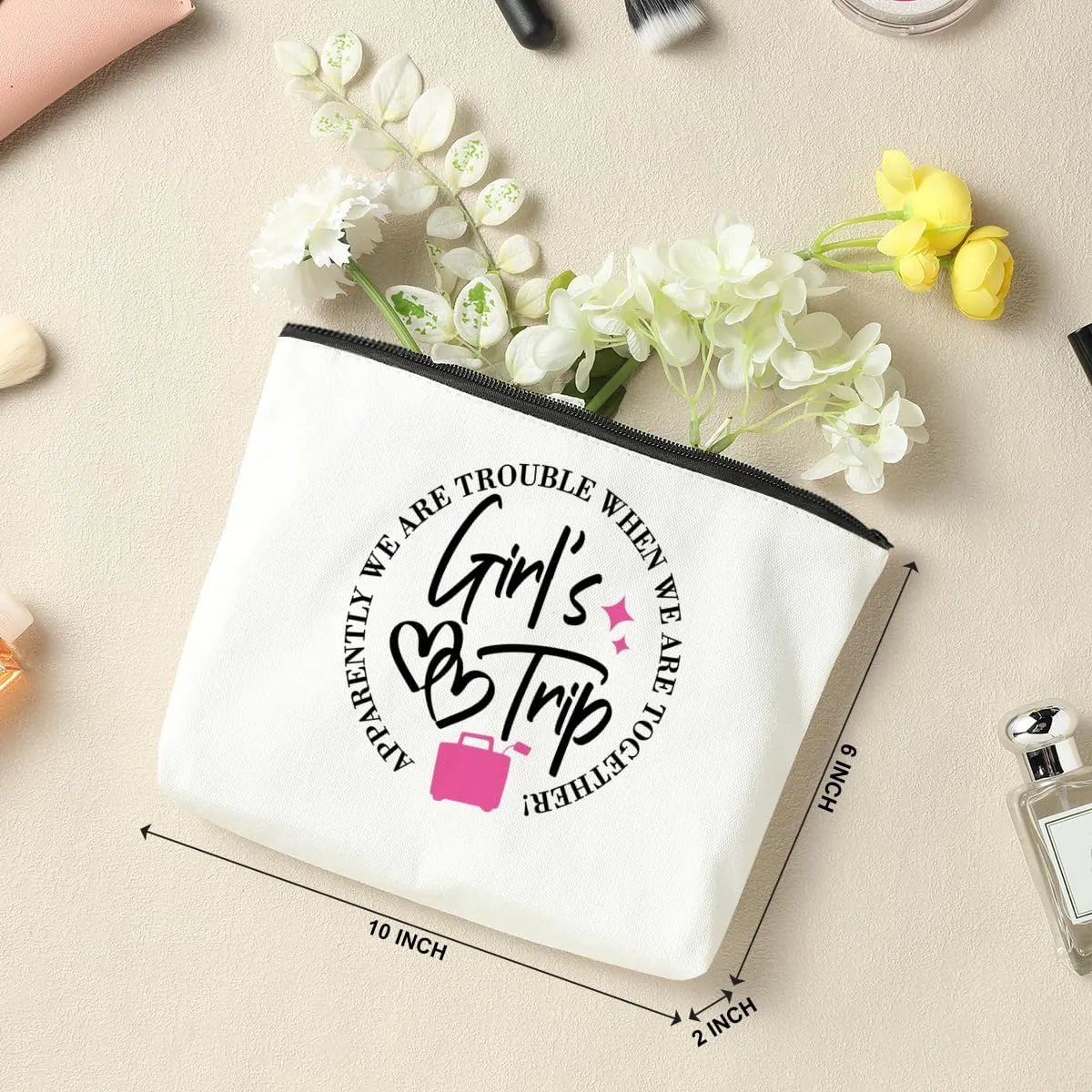 3-Piece Girls' Trip Favors: Makeup Bag Set for Women's Weekend Gifts, Bachelorette Party, Christmas